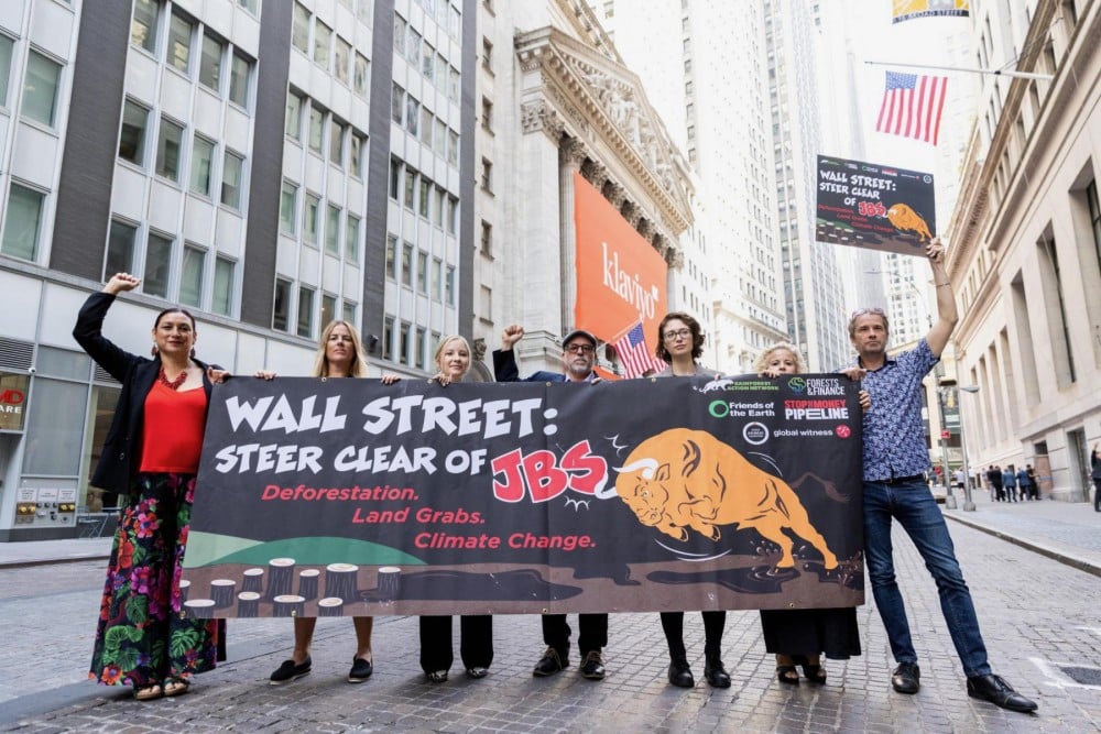 Protesting JBS on Wall Street. 