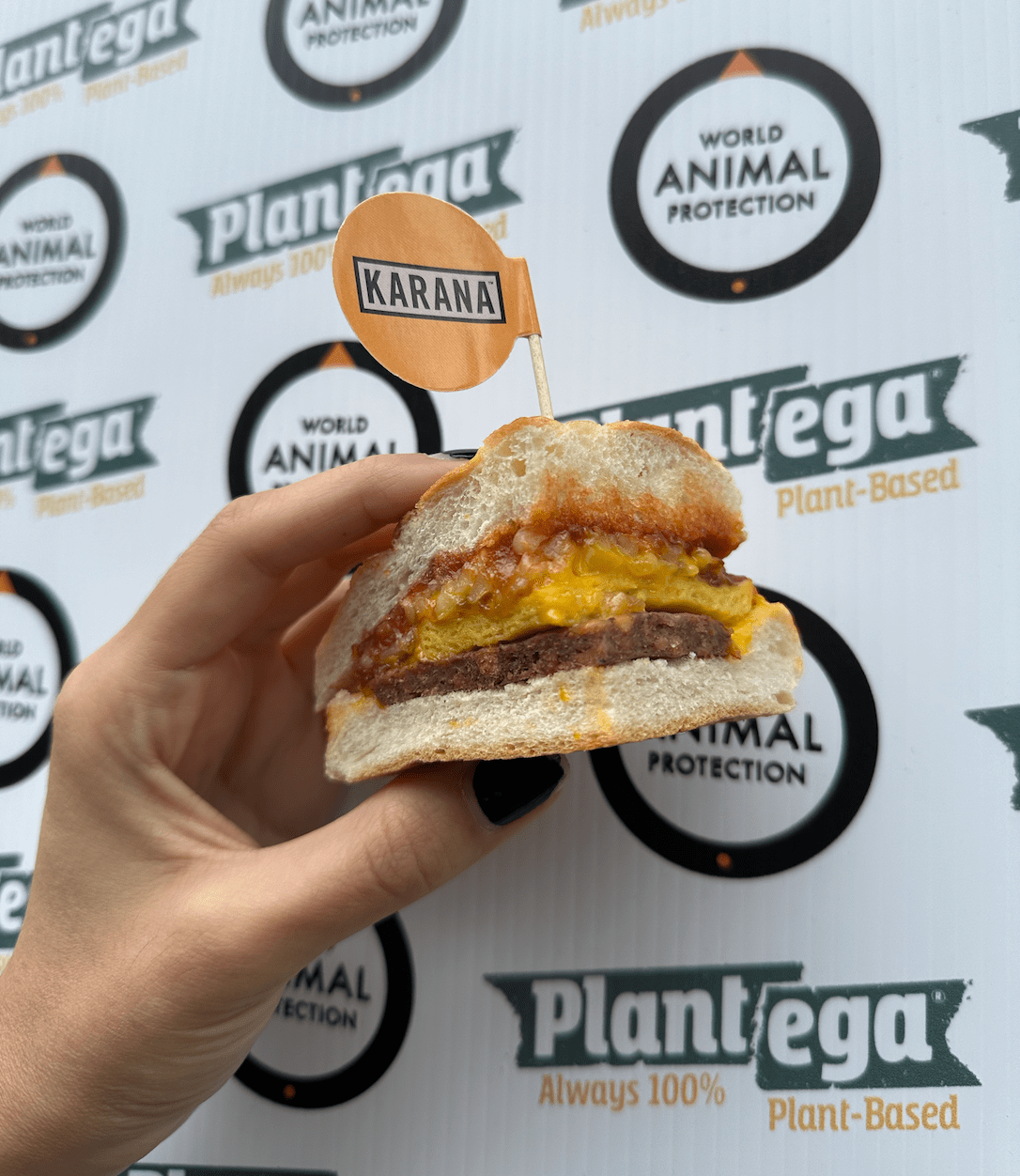 World Animal Protection x Plantega plant-based breakfast sandwich sampling event in NYC.