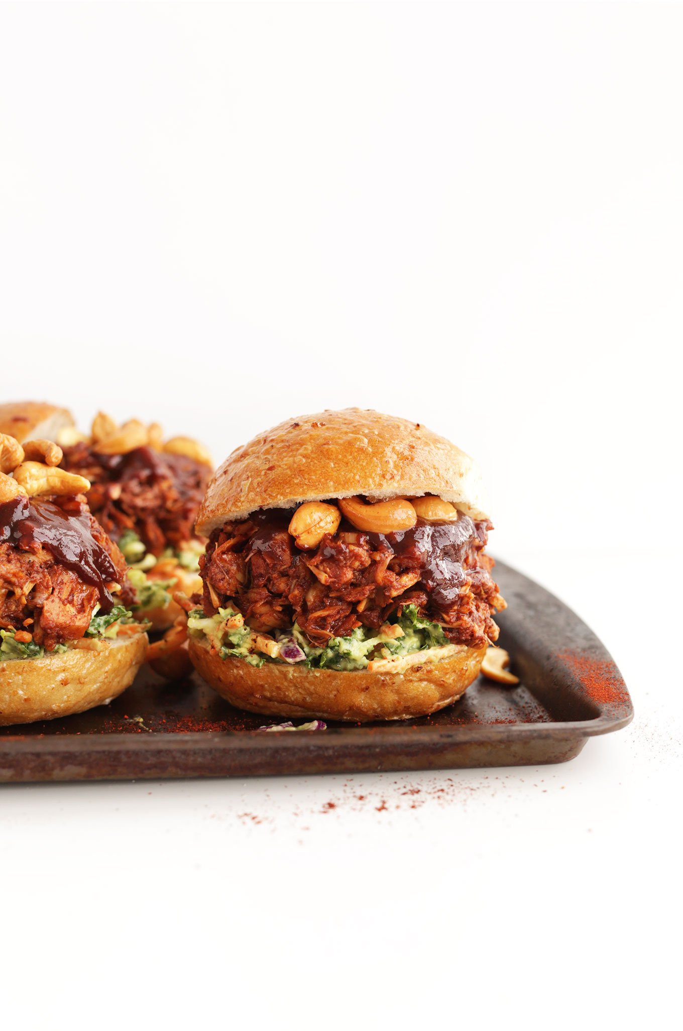 BBQ jackfruit sandwiches with avocado slaw.