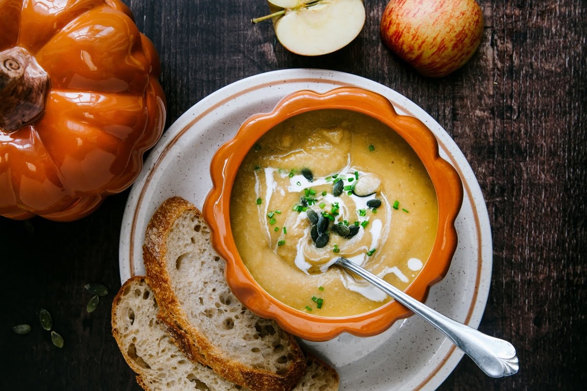 Pumpkin, apple, and ginger soup.