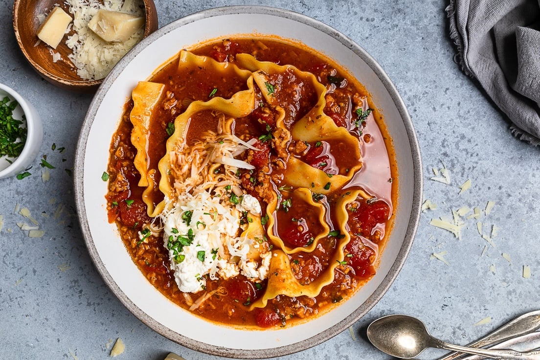 Vegan lasagna soup.